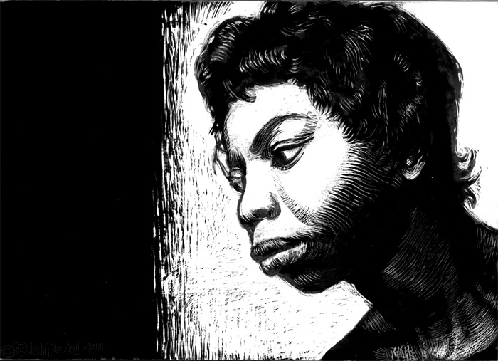 Nina Simone, scratchboard