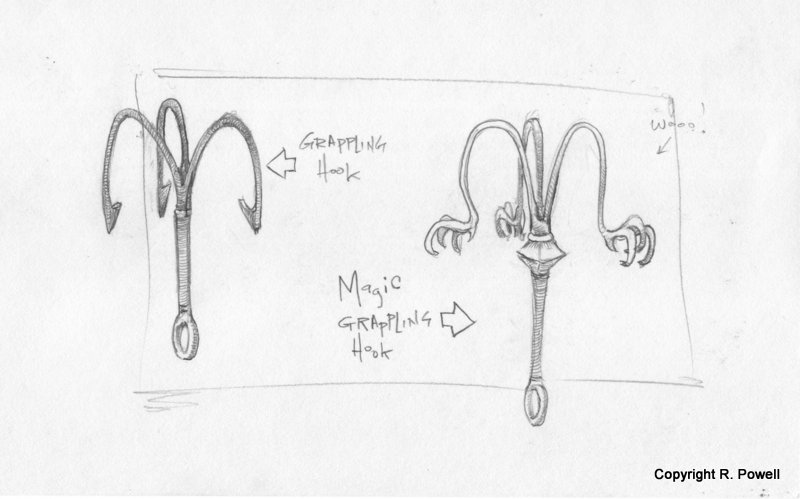49-Rope Grappling Hook Oil B - Rich Powell Illustration